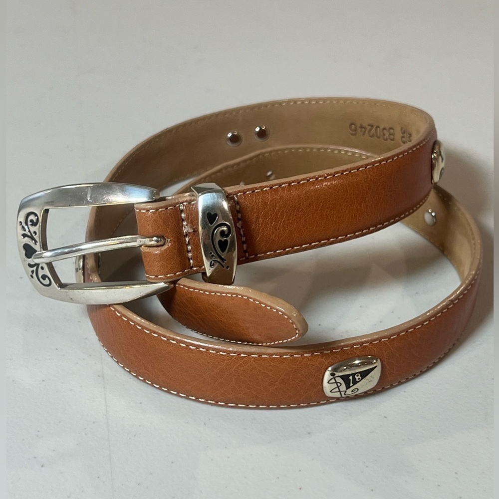 Brighton Women’s Leather Belt Golf Medallion Brown Leather USA Belt Brighton